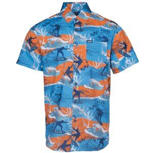 NWT Dixxon Flannel Alotta Aloha Blue Orange Hawaiian Surfing Shirt